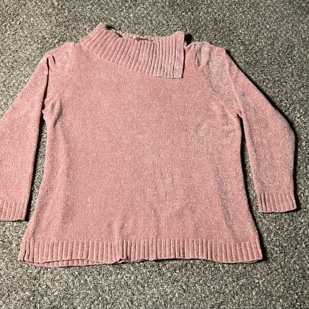 NWT Karen Scott Pink Cotton Boat-Neck Sweater 1X